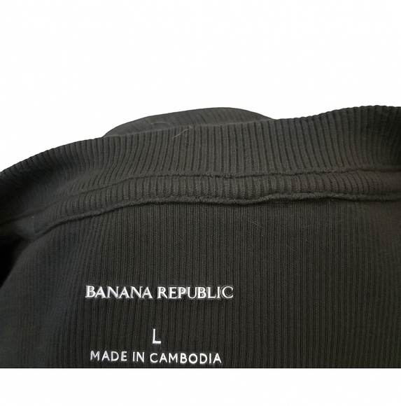 Banana Republic Black Ribbed Short Sleeve T-Shirt | Size Large - Picture 4 of 5